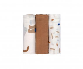 3 Muslins Little Mateys Royal Blue Bamboo 80 cm