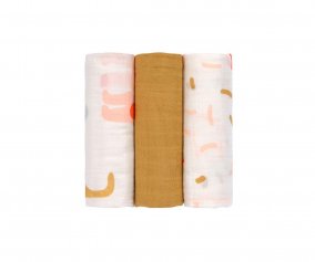 3 Muslins Little Mateys Spicy Orange Bamboo 80 cm