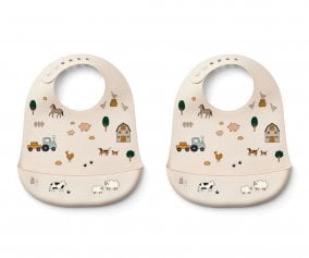 2 Silicone Bibs Tilda Farm/Sandy