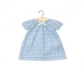 Robe Bleue Sabrina Vichy pour Poupe Soft 28 cm