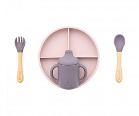 Dinnerware 5 Pieces Silicone Pink