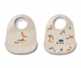 2 Silicone Bibs Tilda All Together / Sandy