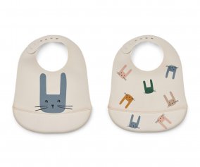 2 Bibs Silicone Tilda Bunny / Sandy