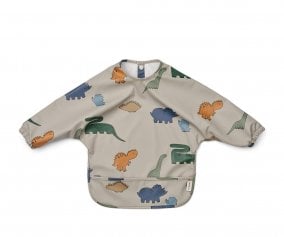 Bib with Sleeves Merle Dinosaurs / Mist