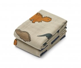 2 Mousselines Lewis Dinosaurs/Mist