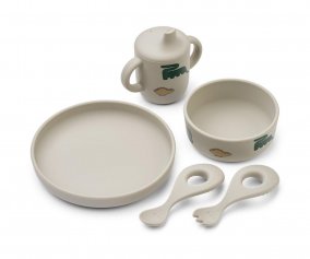 Silicone Tableware Ryle Dinosaur Set / Mist