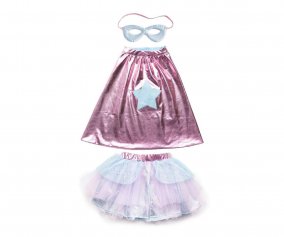 Tutu, Cape and Mask Super-Duper Metallic Pink/Light Blue 4-6 years