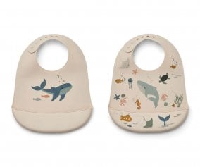2 Silicone Bibs Tilda Sea Creature/Sandy