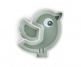 Assiette en Silicone Verte Stick&Stay Snack Birdee