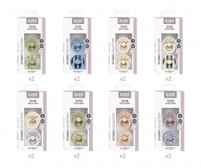 Conjunto de 16 chupetas BIBS Studio Collection + Expositor de Presente