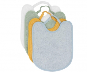 Pack 4 Terry Bibs Blue/Mustard/Sage/Ivory