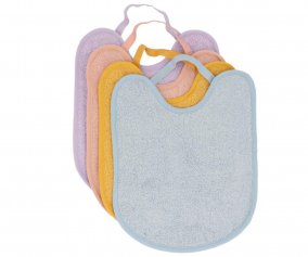 Pack 4 Terry Bibs Blue/Mustard/Pink/Mauve