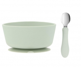 Silicone Bowl + Sage Steel Spoon