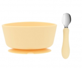 Silicone Bowl + Steel Spoon Sun