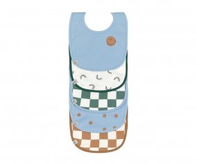 Pack of 5 Happy Smile Blue Bibs