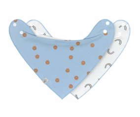 Pack of 2 Happy Smile Blue Bandana Bibs