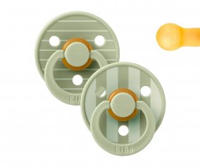 2 BIBS Studio Colour Pacifiers Round Pin Sage Mix