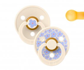2 BIBS Studio Colour Round Pacifiers Jasmine Ivory Mix