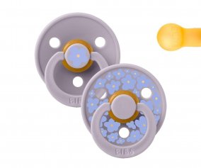 2 BIBS Studio Colour Pacifiers Round Jasmine Fossil Grey Mix