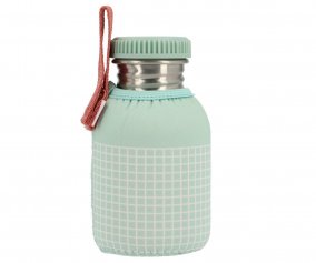 Steel Bottle with Stripes Sage Personalised Sleeve 350ml