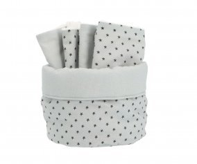 Panier avec Mousselines Mini Star Grey Personnalisable