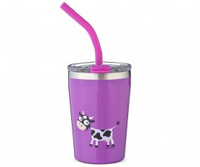Hermetic Thermal Cup with Straw TEMP Tumbler Cow Purple