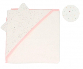 Cape de Bain Rainbow Dots Rose Personnalisable