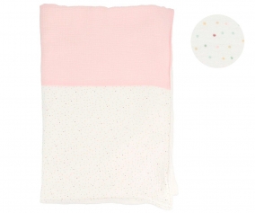 Manta Coralina Rainbow Dots Rosa Personalizable