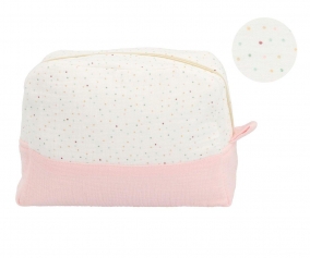 Neceser Grande Rainbow Dots Rosa Personalizable