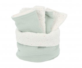 Panier avec Mousselines Rainbow Dots Vert Personnalisable