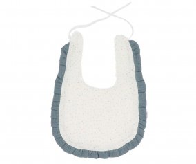 Babero Algodn Volante Rainbow Dots Azul Personalizable