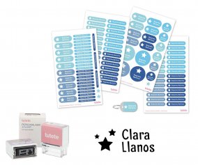 Timbro Personalizzato Stelline + Pack Scuola Azzurro Stella
