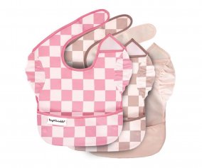 Babetes de 3 uds Checkers Pink Beige
