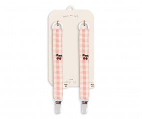 2 Pacifier Holders Powder Pink Check