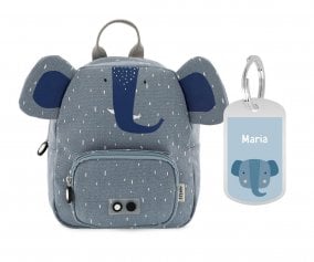 Mochila Trixie PEQUEA Mrs. Elephant con Llavero Personalizado
