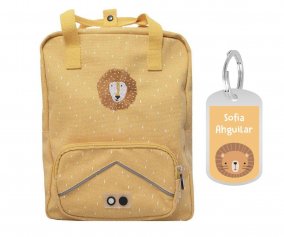Large School Backpack Mr. Lion with Personalized Keychain