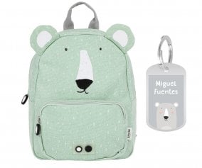 Large Trixie Backpack Mr. Polar Bear with Personalized Keychain