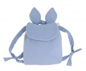 Small Rabbit-Fur Mini Backpack Bleu Personalised