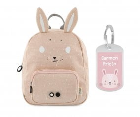 Small Trixie Backpack Mrs. Rabbit with Personalized Keychain