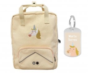 Mochila Escolar Grande Mrs. Unicorn con Llavero Personalizado