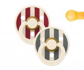 2 BIBS Studio Colour Round Pacifiers Ruby Pine Mix