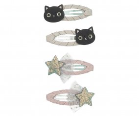 4 Barrettes Magical Cat