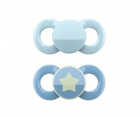2 Anatomical Pacifiers Day & Night Blue and Blue with Star