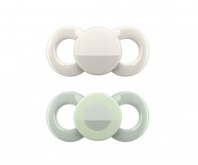 2 Day & Night Anatomical Pacifiers Green Beige Circle