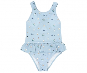 Crossed One-Piece Costume with Ruffles Fishing Boat
