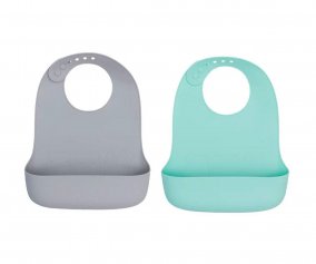 2 Babetes de silicone Catchie 2.0 Mint & Grey