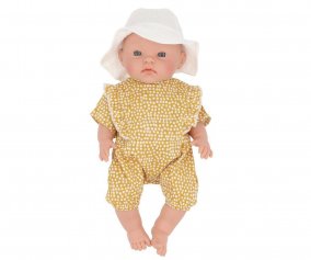 Alex Doll + Mustard Polka Dot Poplin Romper and Fisherman Hat