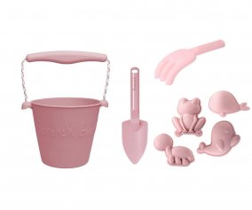 Set Cubo, Pala, Rastrillo y Moldes Rosa