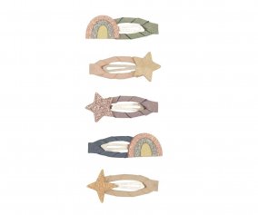5 Mini Barrettes Rainbow & Star