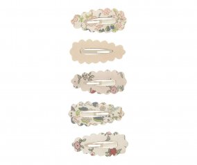 5 Mini Barrettes Scalloped Floral
